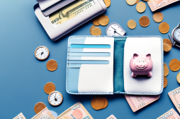 A wallet symbolizing the 'carteira assinada' and a piggy bank representing the 'fgts'